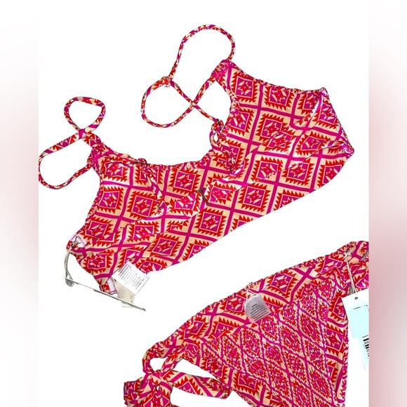 Tori Praver x Target Seafoam Textured 2-piece Swimsuit Geometric Pink Print NEW - Picture 5 of 13